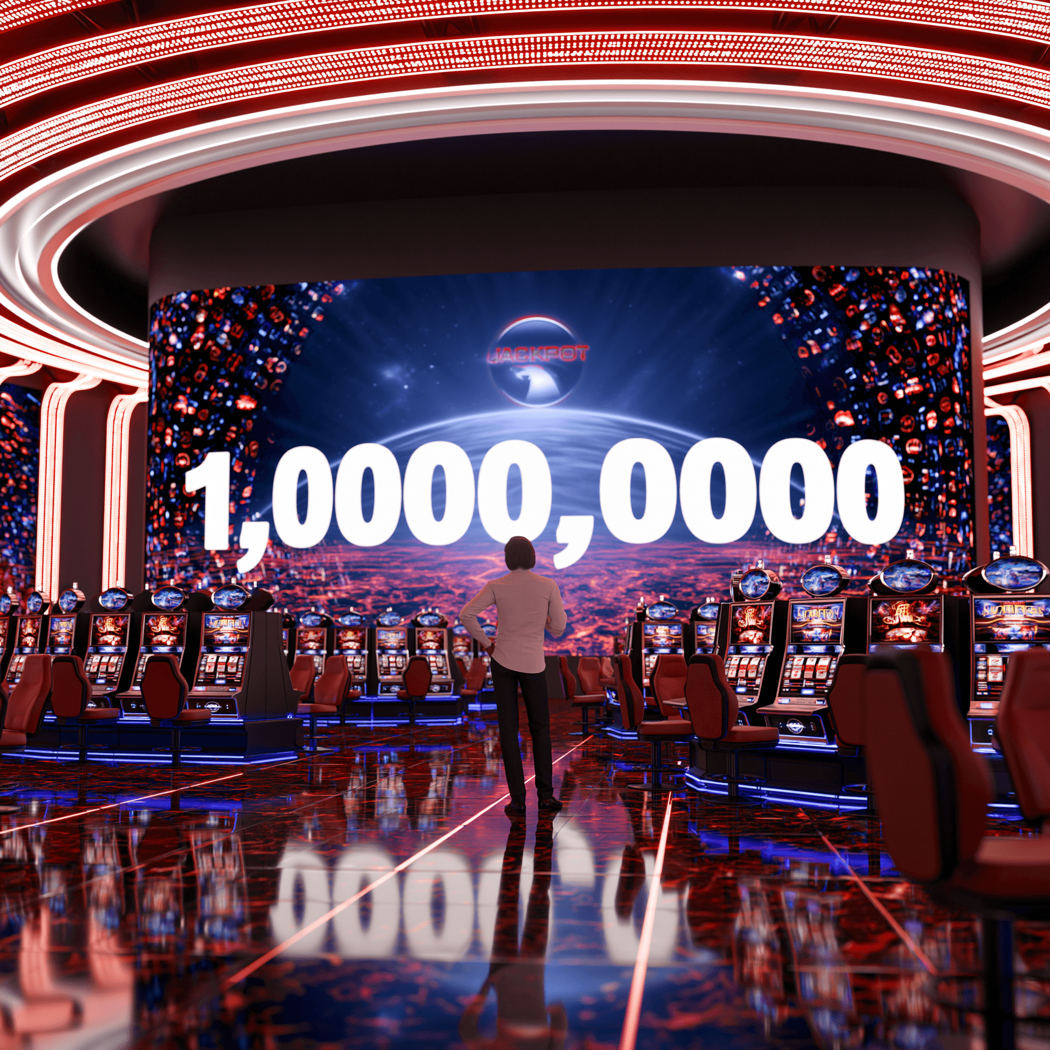 Real-time jackpot counter on a large LED wall