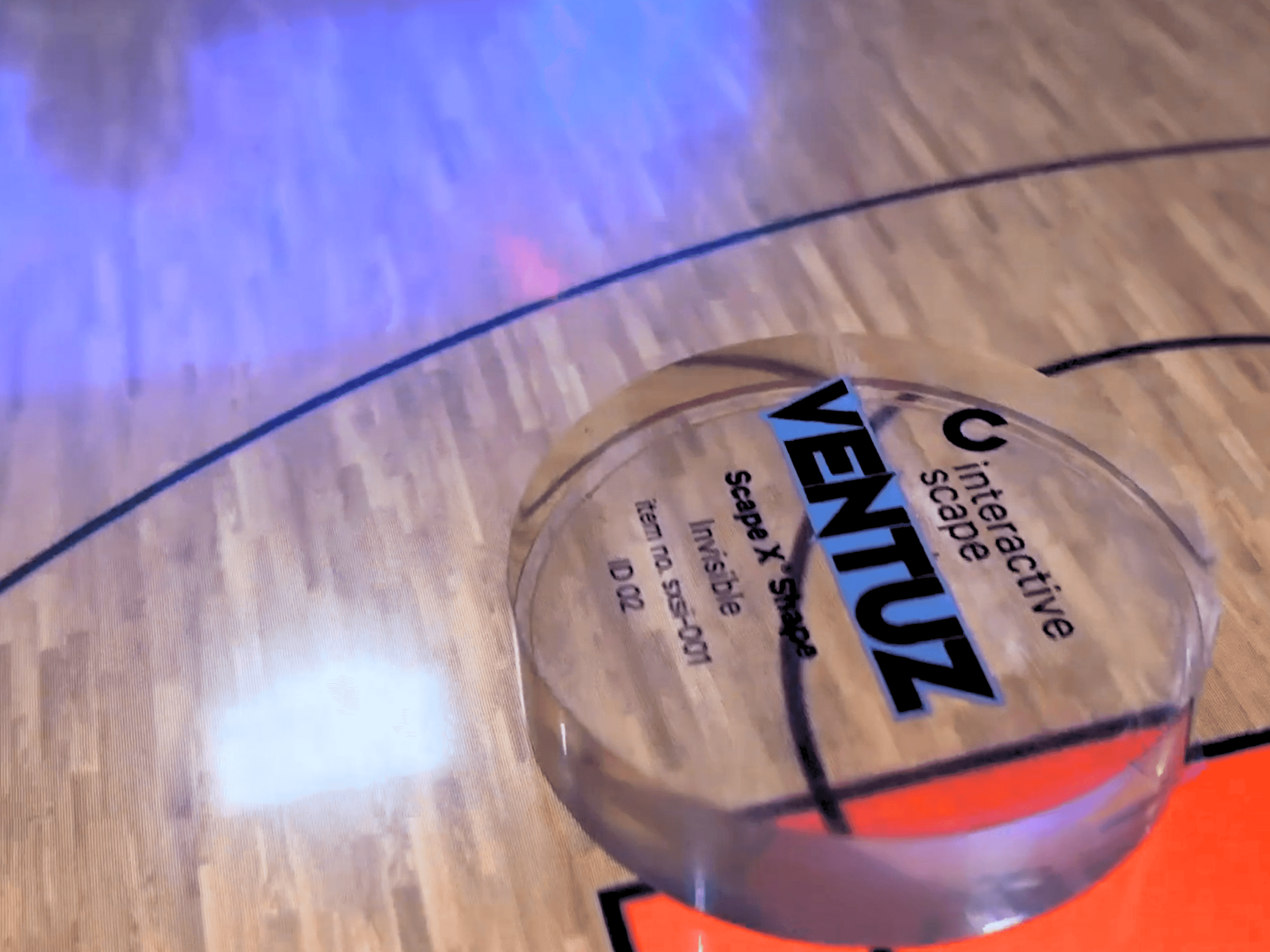 Transparent Scape X Shape object with its ID recognized on a basketball court visualization