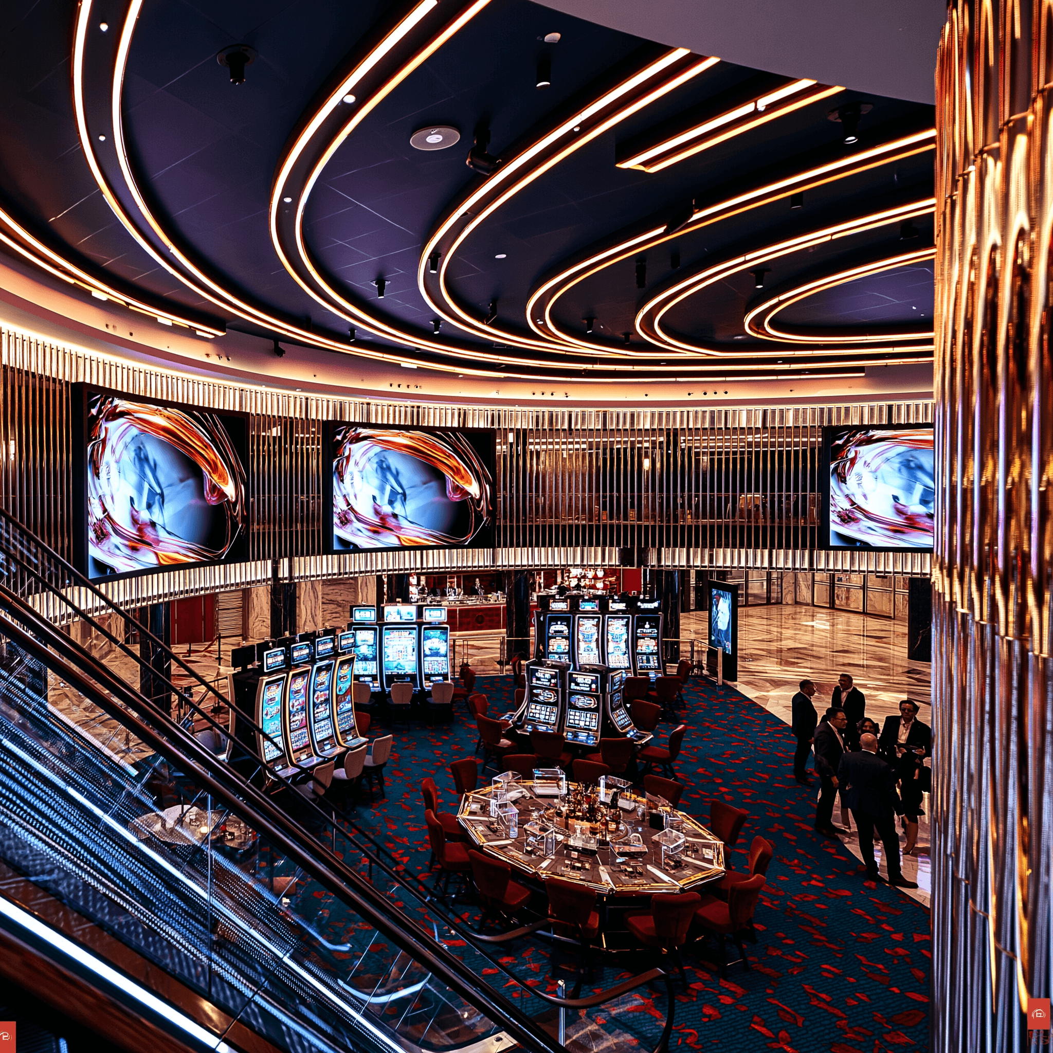Multi-screen casino floor display environment