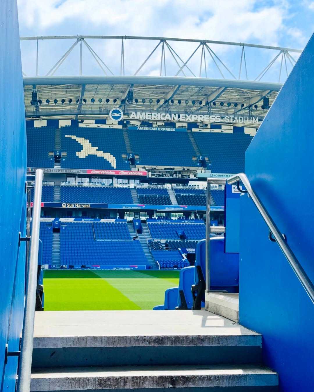 In-venue graphics rendered on Amex Stadium displays