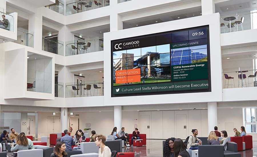 Multi-screen campus information touch wall powered by Ventuz